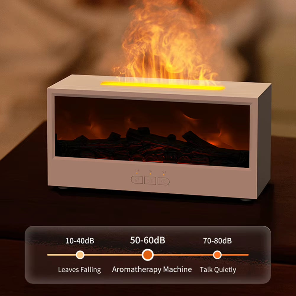 Fireplace Air Humidifier Dynamic Flame Essential Oil Diffuser 150Ml Aromatherapy Diffuser with Timer Cool Mist Humidifier