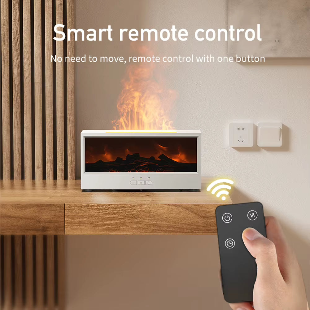 Fireplace Air Humidifier Dynamic Flame Essential Oil Diffuser 150Ml Aromatherapy Diffuser with Timer Cool Mist Humidifier