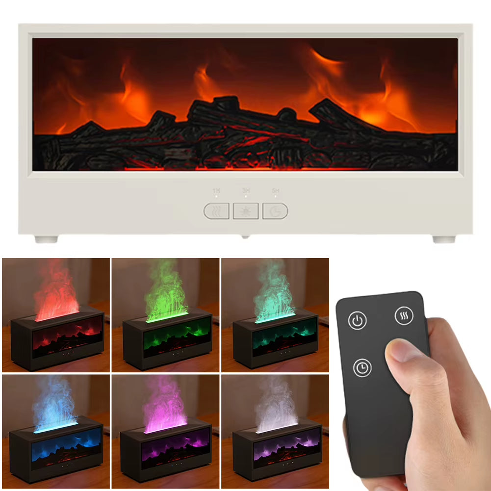 Fireplace Air Humidifier Dynamic Flame Essential Oil Diffuser 150Ml Aromatherapy Diffuser with Timer Cool Mist Humidifier